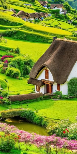 Premium Ai Image Small House On Green Hills