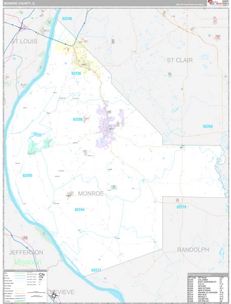 Monroe County, IL Wall Map Premium Style by MarketMAPS - MapSales