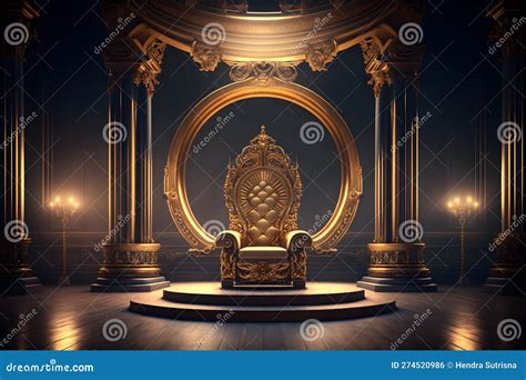 Golden Throne With Red Velvet Fairy Kingdom Flat Royalty Free