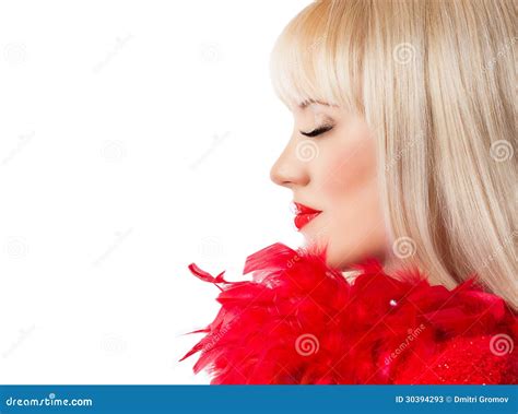 Beautiful Blonde Girl With Red Lips Stock Image Image Of Beauty Passion 30394293