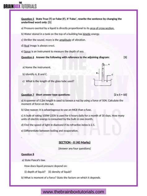 Download Icse Class 8 Physics Sample Paper For 2021 The Brainbox Tutorials