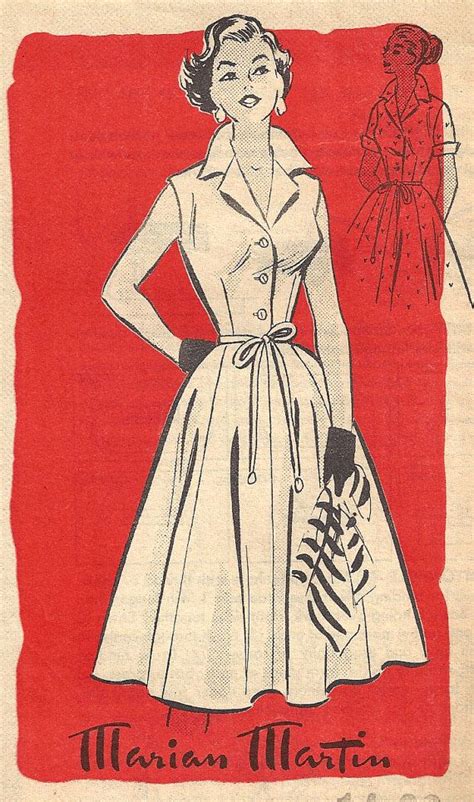 1950s Marian Martin Dress Pattern Mail Order Unprinted Vintage Etsy