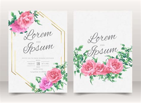 Ensemble De Cartes D Invitation De Mariage De Belles Roses Dessin Es