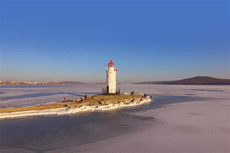 Aerial View Overlooking The Seascape And Tokarev Lighthouse