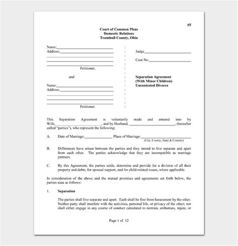 17 Free Separation Agreement Templates And Examples Pdf Word