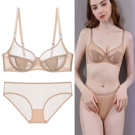 Bra Set Transparent Gauze Sexy Women Bra Panties Steel Ring Push Up Youth Girl Lingerie Comfort