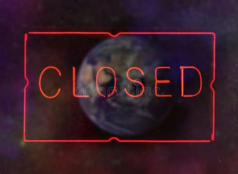 Neon Closed Sign Over Blurred Earth Background Stock Image - Image of ...