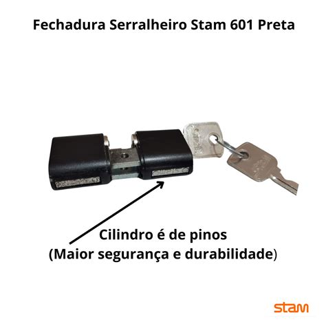 Fechadura Serralheiro Perfil Estreito Stam Preto Foscostam