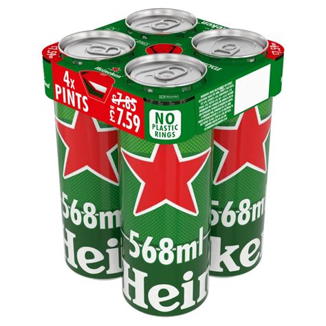 Heineken Original Premium Lager Beer 5 Abv Pint Can 4x568ml Pmp £759