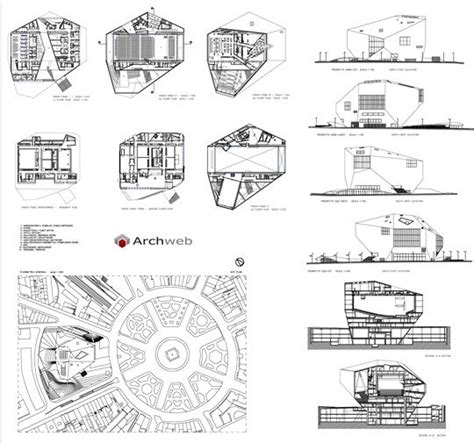 Casa Da Musica 2D Dwg Rem Koolhaas OMA Diagram Architecture Rem