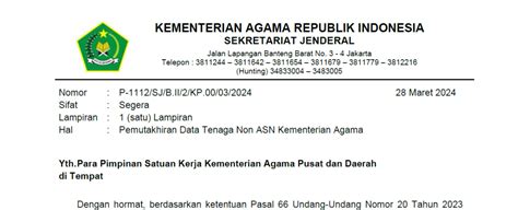 Surat Edaran Update Pemutakhiran Data Tenaga Honorer Non Asn