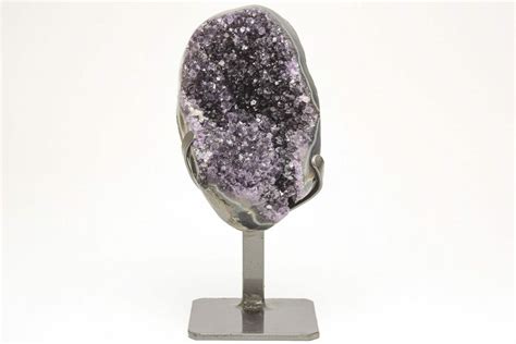 7 5 Sparkly Dark Purple Amethyst Geode With Metal Stand 208986 For