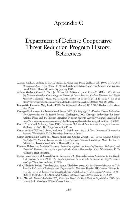 Appendix C Department Of Defense Cooperative Threat Reduction Program