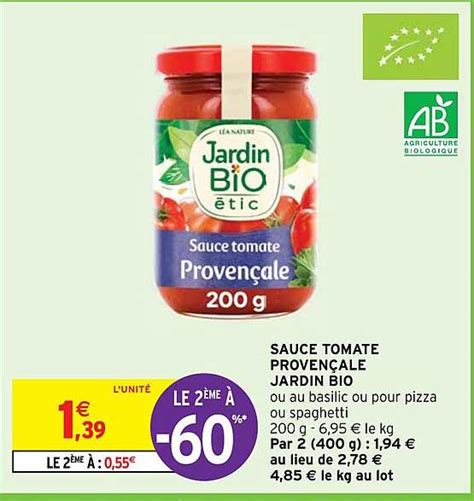 Promo Sauce Tomate Proven Ale Jardin Bio Chez Intermarch Hyper