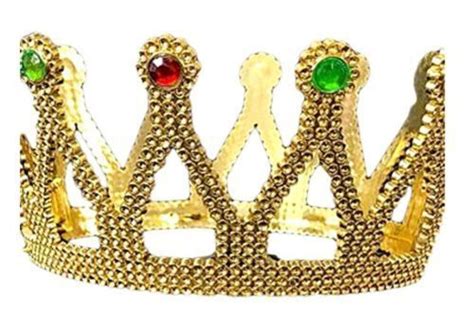 Gold Plastic Jeweled Crown King Queen Majestic Royalty Adult Costume