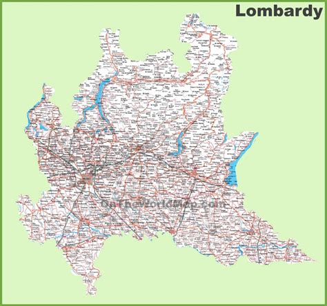 Large detailed map of Lombardy with cities and towns - Ontheworldmap.com