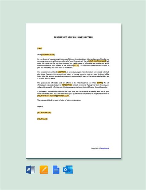 Persuasive Sales Business Letter In Google Docs Pages Word Outlook