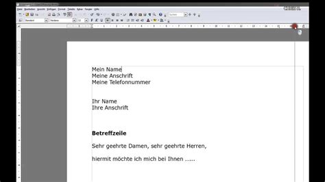 Einstieg In Open Office Writer Bewerbung YouTube