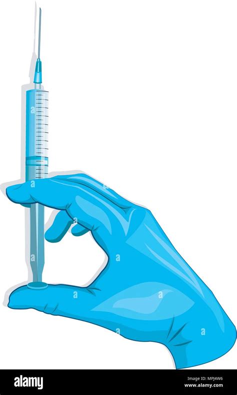 Illustration Of Hand Holding A Syringe Vector Stock Vector Image Art