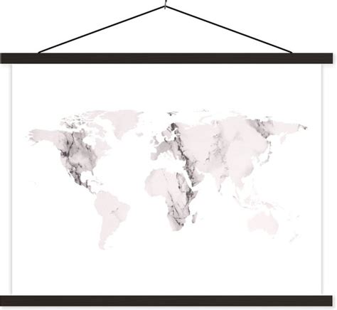 D Coration Murale Carte Du Wereldkaart Marbre Grijs Affiche