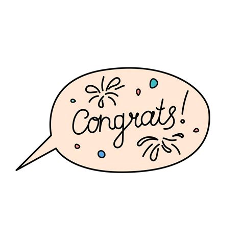 Congrats Lettering Phrase In Speech Bubble Cute Simple Congratulations