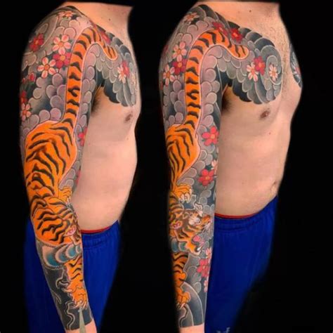 Japanese Tiger Sleeve Tattoos