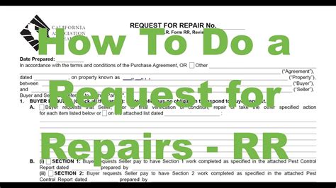 How To Do A Request For Repair And Seller S Reply CAR Form RR And RRRR