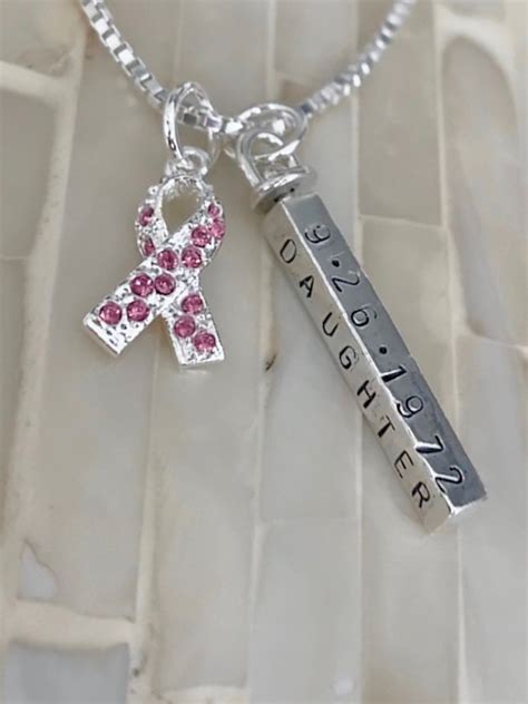 breast cancer memorial necklace  date kandsimpressions
