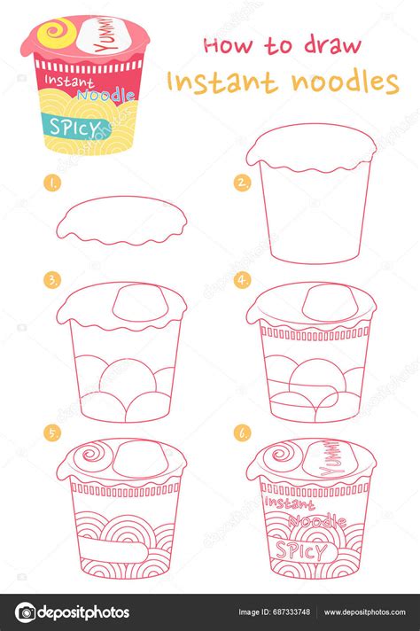 Como Desenhar Um Macarrão - Como Desenhar Macarrão Instantâneo Ilustração Vetorial Desenhe Uma ...