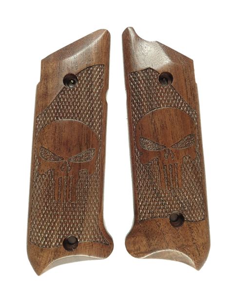 Walnut Punisher Ruger Mark Iv Grips Checkered Engraved Textured 2 Ls Grips