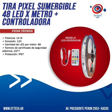 Tira Led Pixel Colores Sumergible Led X Mt Controladora Ottech