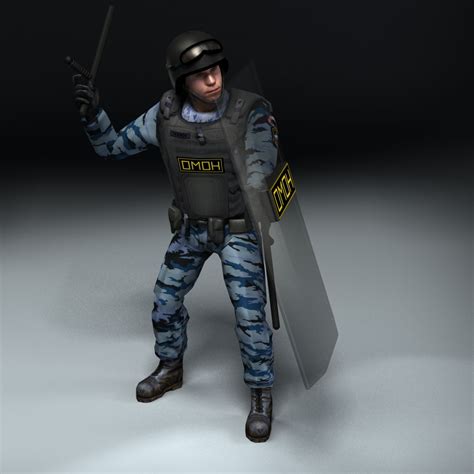 Omon Riot Police Rigged 3d Model 99 3ds Dae Obj Max Free3d