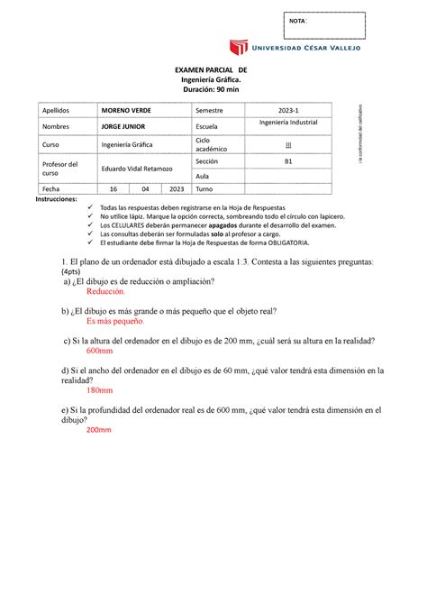 Parcial Ig Tarea Examen Parcial De Ingenier A Gr Fica Duraci N