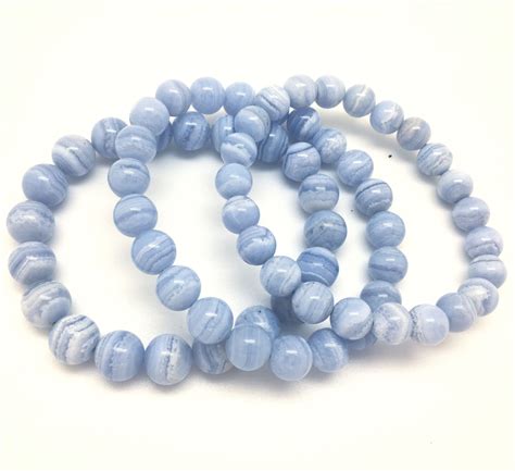 Blue Lace Agate Elastic Bracelet Mm Beads Blue Lace Agate Bracelet