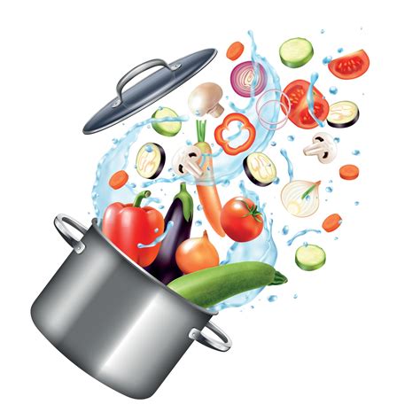 Vegetables Pot Realistic Composition Vector Illustration 2951328 Vector