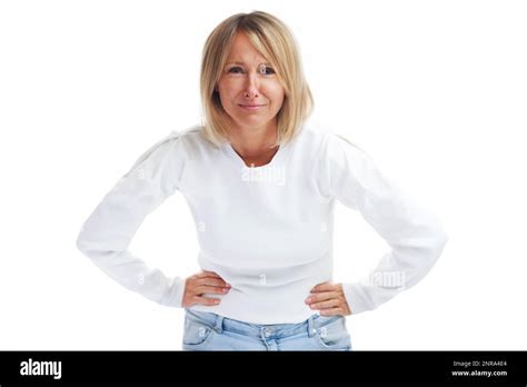 Picture Of Angry Blonde Woman Isolated Over White Background Stock Photo Alamy