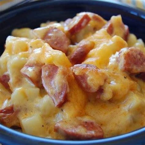 Cheesy Smoked Sausage And Potato Casserole Recipe