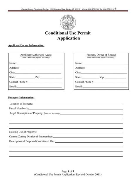 Conditional Use Permit Application Cassia County Government