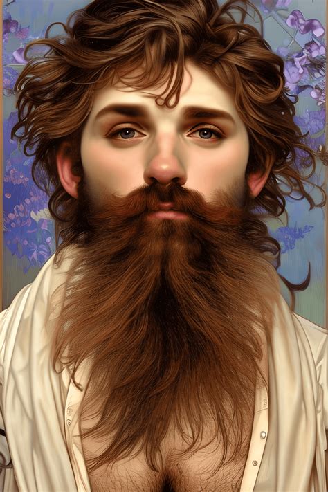 8k Hyper Detailed Hyper Realistic Bearded Gay Man Art Noveau Painting