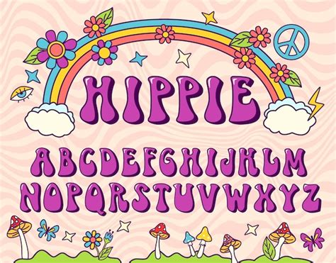 Police Stylisée Hippie Groovy Lettres De L alphabet Des Années 70 Pour