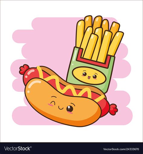 Kawaii Fast Food Royalty Free Vector Image Vectorstock