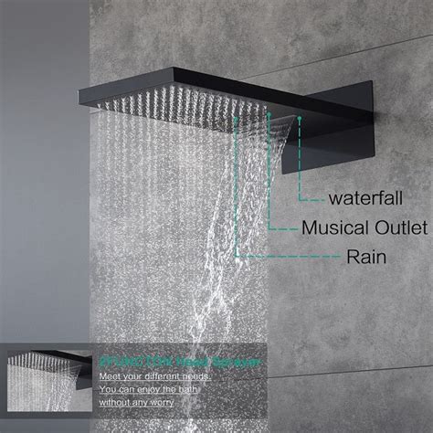 Cascada S Aspen 9x22 Matte Black Led Shower System Cascada Showers