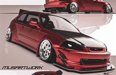 Digitally Slammed Widebody Honda Civic Has Forged Carbon Parts For Exotic Vibes Autoevolution