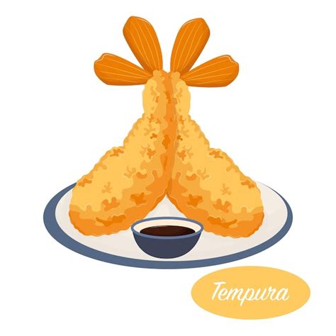 Premium Vector Tempura Or Fried Shrimp With Sauce Japanese Food Flat