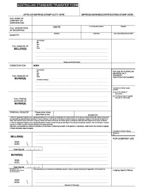 Australian Standard Transfer Form Editable Fill Online Printable