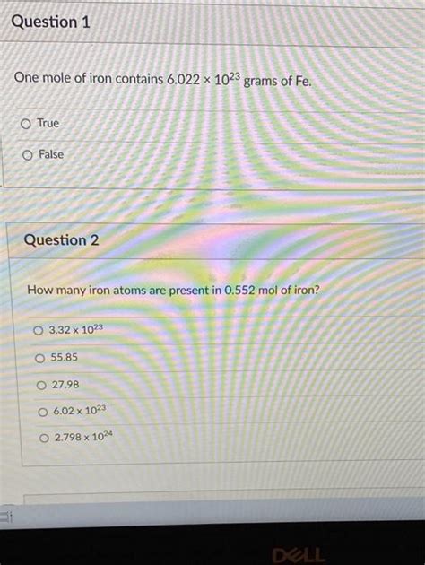 Solved Question 1 One Mole Of Iron Contains 6 022 X 1023 Chegg