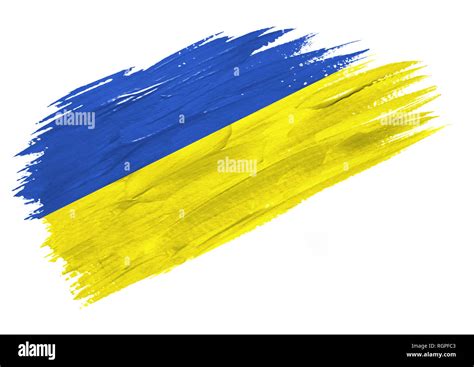 Brush Painted Ukraine Flag Hand Drawn Style Illustration Stock Photo