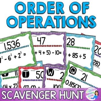 Order Of Operations Scavenger Hunt Activity By Eugenia S Learning Tools