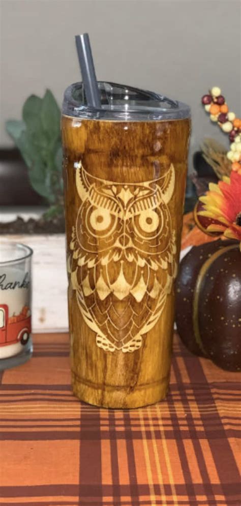 Wood Grain Tumbler With Straw 24oz Etsy