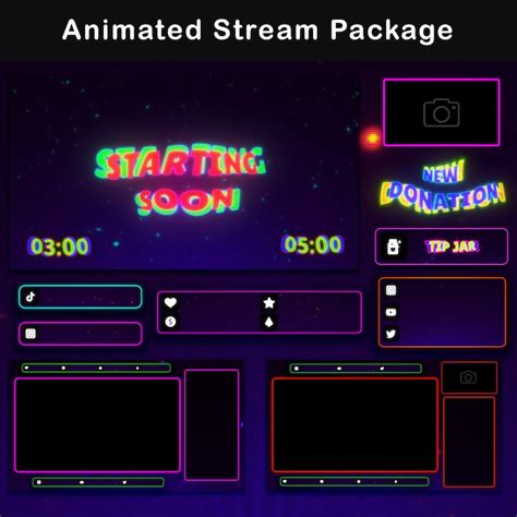 90s Retro Animated Twitch Overlay Package Stream Overlays Alerts Panels Webcam Overlay